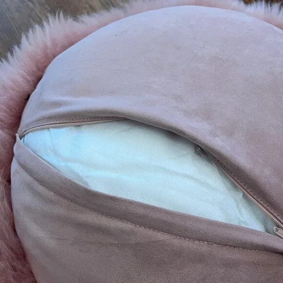 Article (Retired) Lanna Round Pink Sheepskin Pair of Pillows - EUC - So Soft! - Picture 7 of 11
